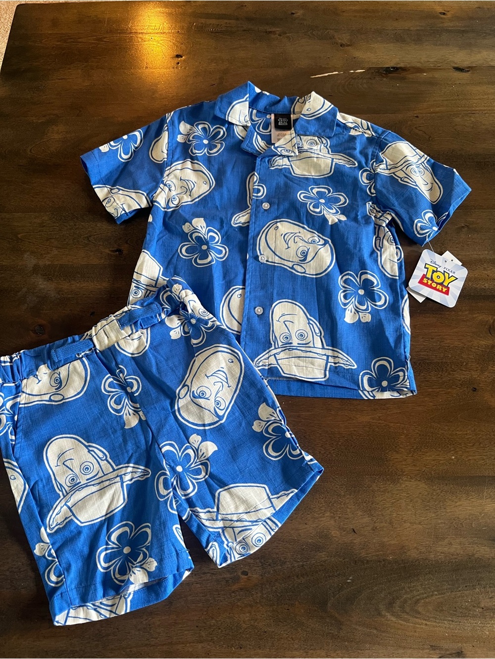 Disney Pixar Toy Story Boys 4T Hawaiian Shirt Shorts Set Blue NWT